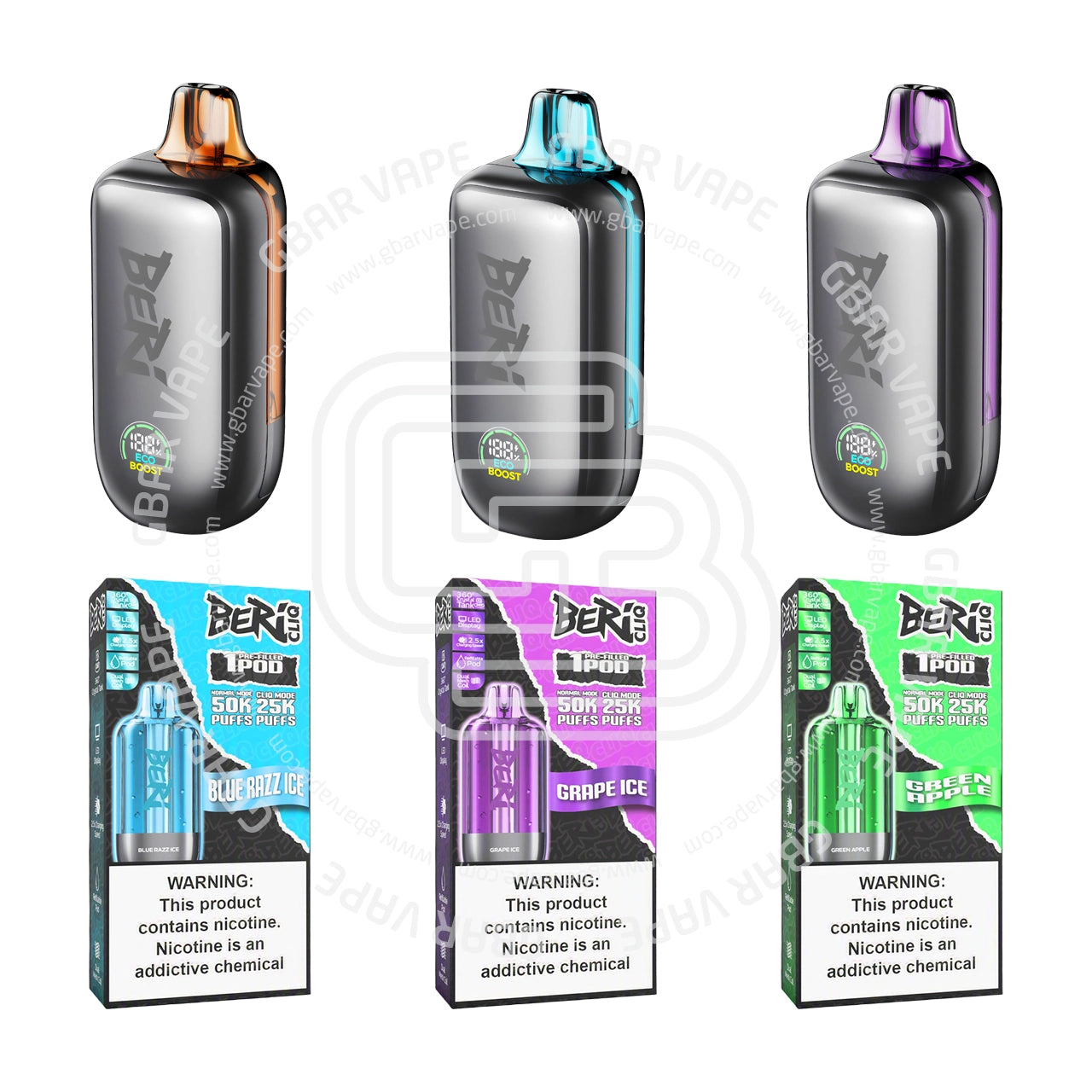 BERI Cliq Kit & Pod Vape 50000 Puffs